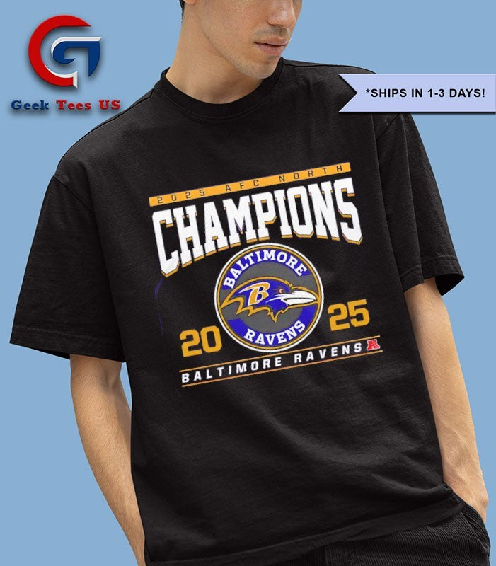 2025 AFC North Division Champions Baltimore Ravens logo T-shirt