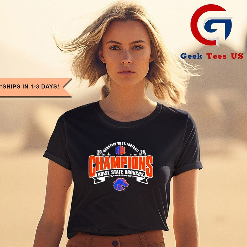 2025 Mountain West Conference Champions Boise State Broncos Locker Room logo shirt
