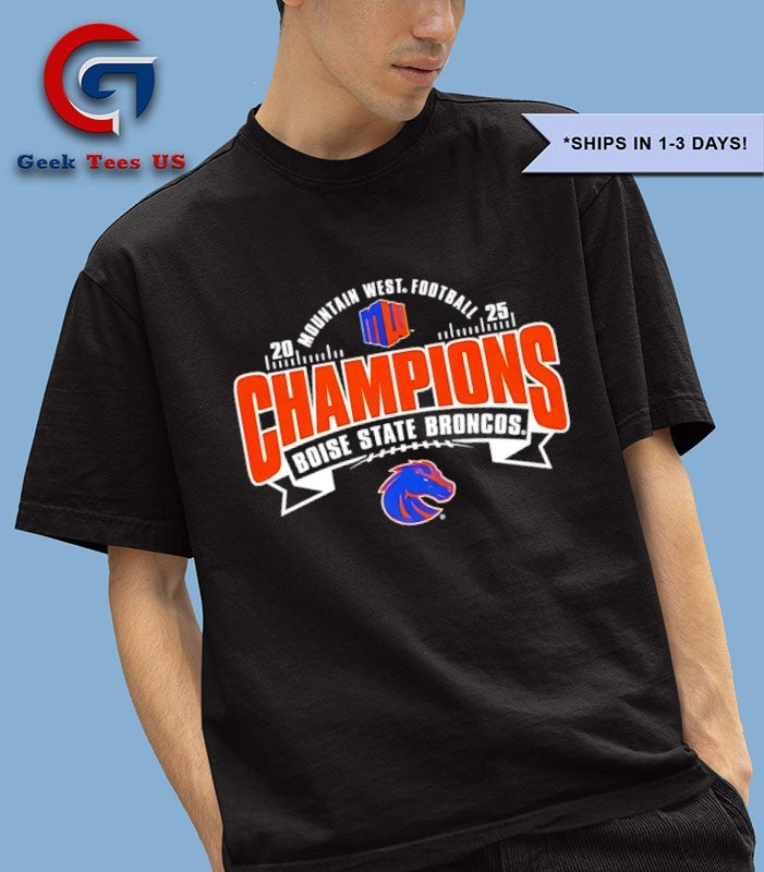 2025 Mountain West Conference Champions Boise State Broncos Locker Room logo shirt