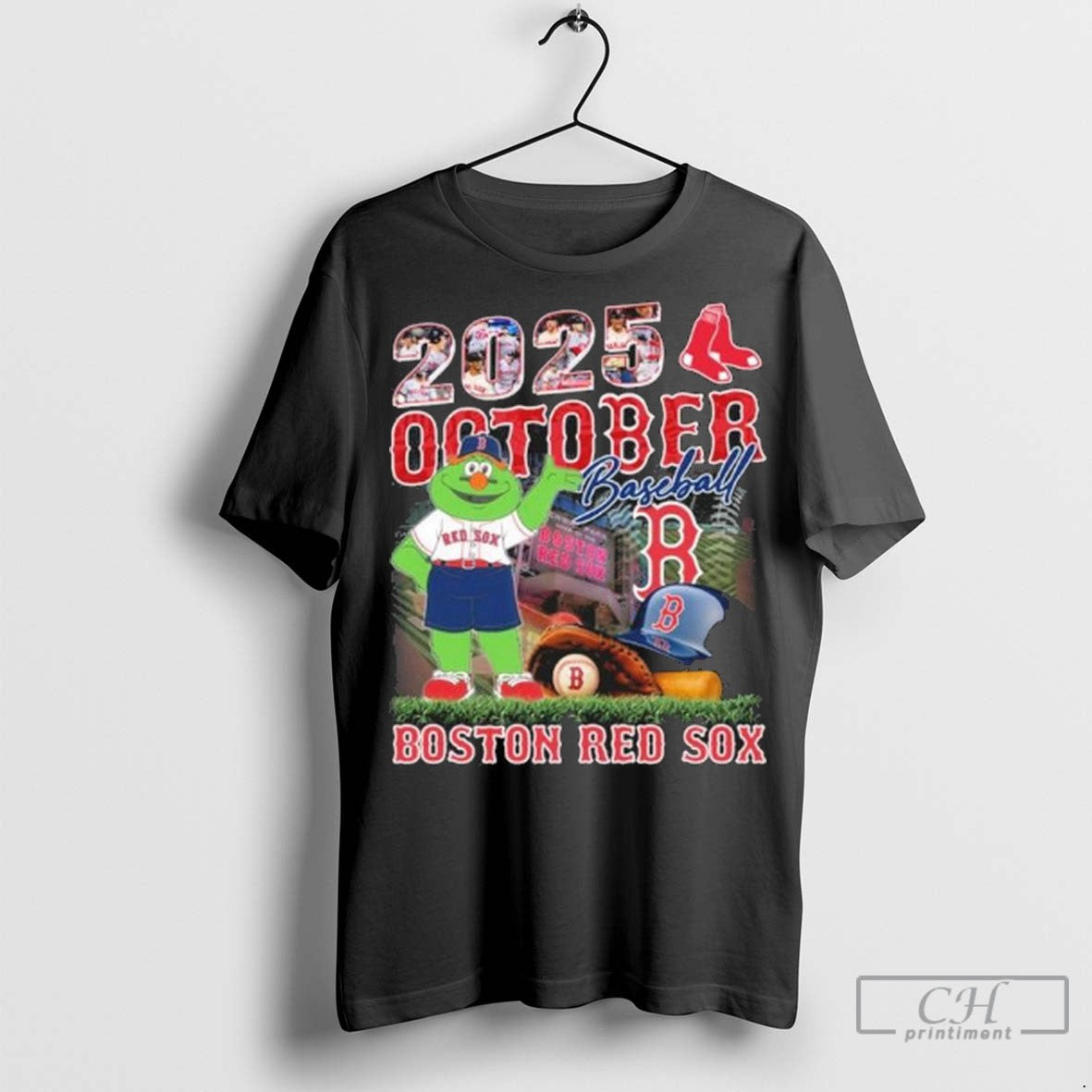 2025 October Baseball Boston Red Sox Mascot T Shirt Jpg