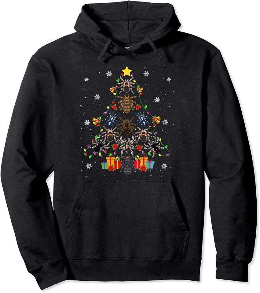 Cute Tarantula Christmas Tree Funny Tarantula Lover Xmas Tee Pullover Hoodie