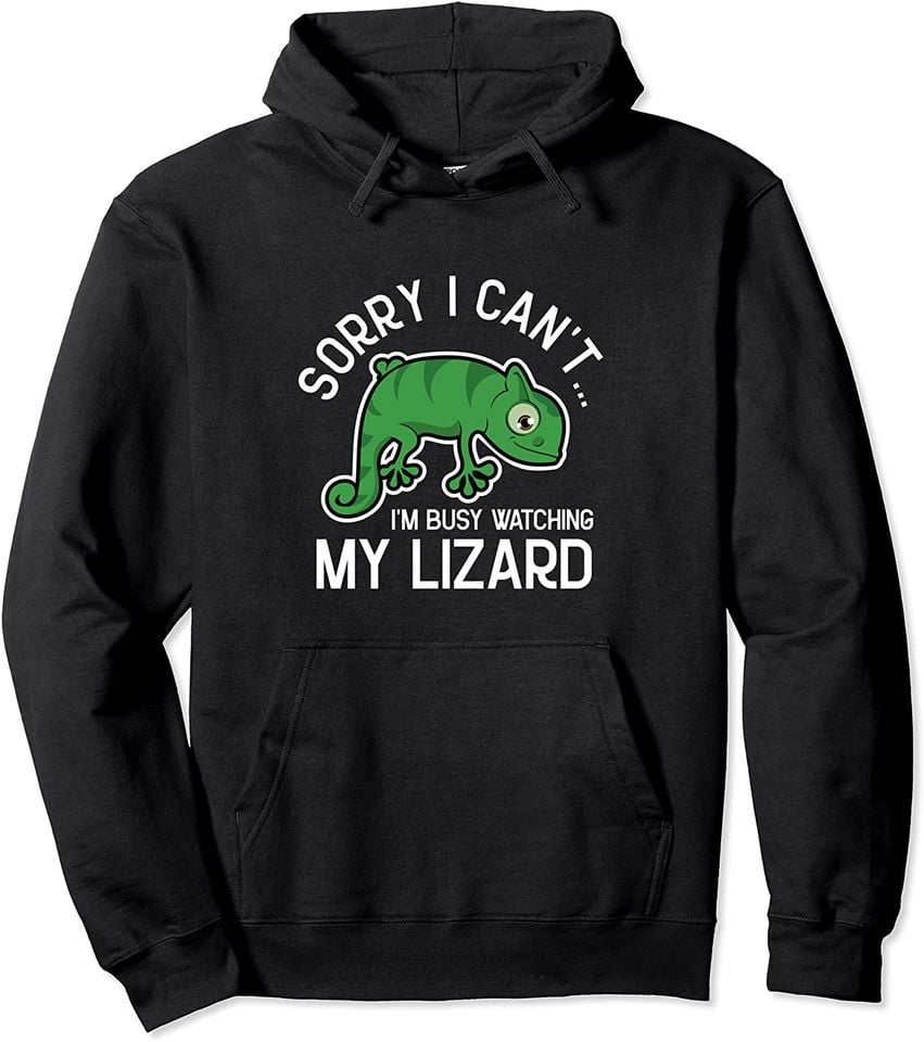 Chameleon Drawing Funny Chameleon Lizard Reptile Geckos Pullover Hoodie