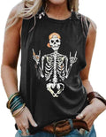 Womens Funny Skull Graphic Tank Tops Summer High Neck Sleeveless Workout Tee Shirts