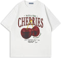 Oversized Graphic Tees Unisex Cherries Print T Shirts Casual Summer Short Sleeve Top Cotton Cute Tee Shirt