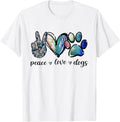 Dog Lover Peace Love Dogs Puppy Paw Tee