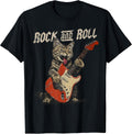 Rock N Roll Guitar Cat Retro Guitarist Cat Vintage Music T-Shirt