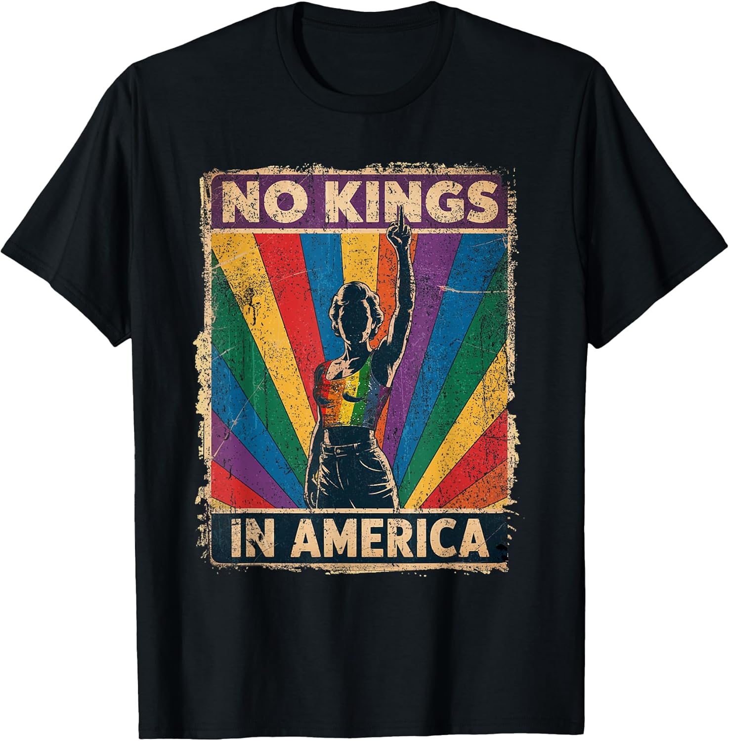 Funny No Kings in America LGBT Retro T-Shirt