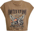 Women's Y2k Vintage Graphic Short Sleeve Tee Tops Crew Neck Crop Tops for Summer Going Out T Shirts