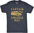 Mens Captain of The Struggle Bus T Shirt Funny Sarcastic School Bus Graphic Novelty Tee for Guys