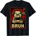 Funny Capybara Gamer Bruh Graphic Tee Men Boys Teens Gaming T-Shirt