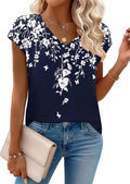 Womens Tops Short Sleeve V Neck Shirts Summer Dressy Casual Business Clothes Work Blouses Fashion Clothing Outfits