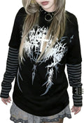 Grunge Shirt for Women Y2k Goth Shirts Long Sleeve Harajuku Aesthetic Top Punk T-Shirt