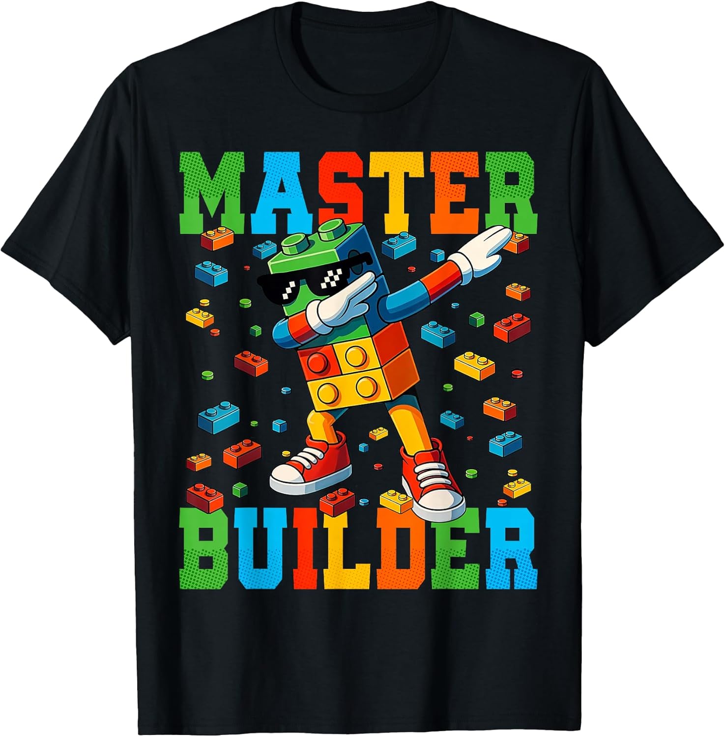 Dabbing Blocks Bricks Building Master Builder Kids Boys T-Shirt