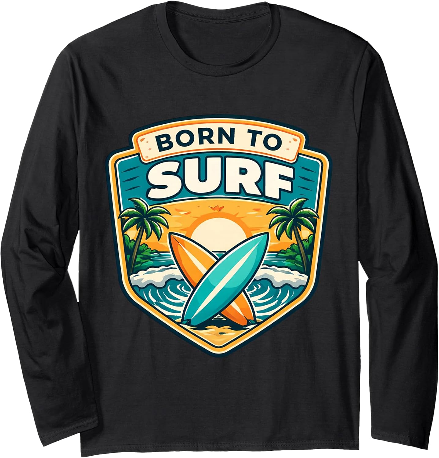 Womens Born To Surf Surfing Saying Girl Merch