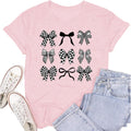 Womens Bow Shirts Bowknot Girly Aesthetic T-Shirt Pink Bow Ribbon Short Sleeves