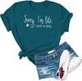 Women's Sorry I'm Late I Saw A Dog Print T Shirt Novelty Casual Dog Lover Graphic Tees Tops