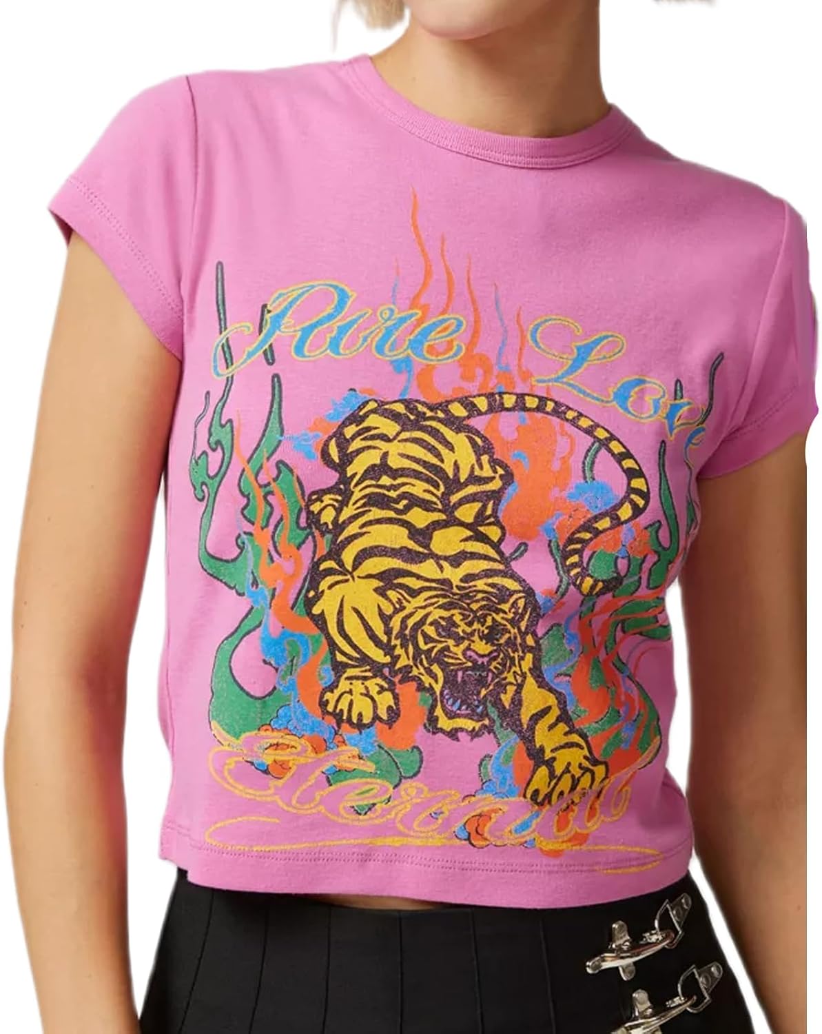 Tiger Shirt for Women Wild Animal Cute Tiger Graphic Baby Tee T-Shirt Teenager Crop Tops Aesthetic Grunge Tees