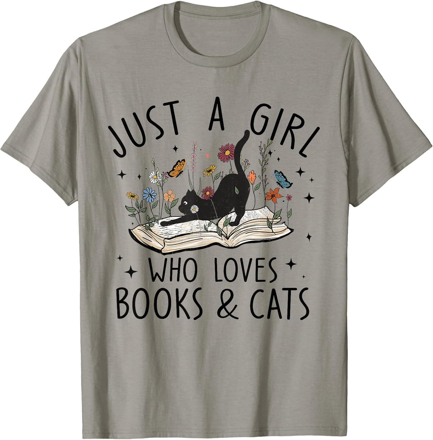 just A Girl Who Loves Cats and Books Reading Bookworm Girls T-Shirt