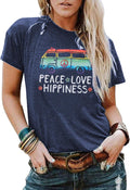 Peace Love T Shirt for Women Hippie Shirts Vintage Graphic Tees Hippy Gifts Tops Short Sleeve Tee Shirts