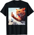 Funny Cat Middle Finger Hilarious Cat in The Car Cat Lover T-Shirt