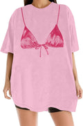 Women Bra Print Oversized Shirt Short Sleeve Graphic Print Tee Top Funny Bikini Tshirts Y2k Coquette Clothes