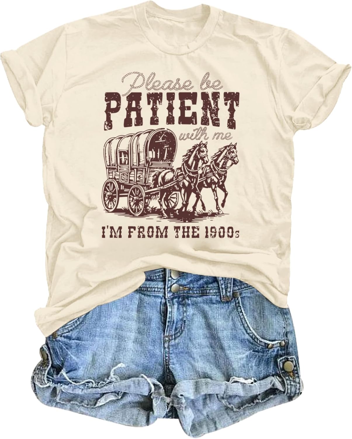 Please Be Patient with Me I'm from The 1900s Shirt Women Funny Tshirts Vintage Graphic Tees 90s Country Shirts Tops