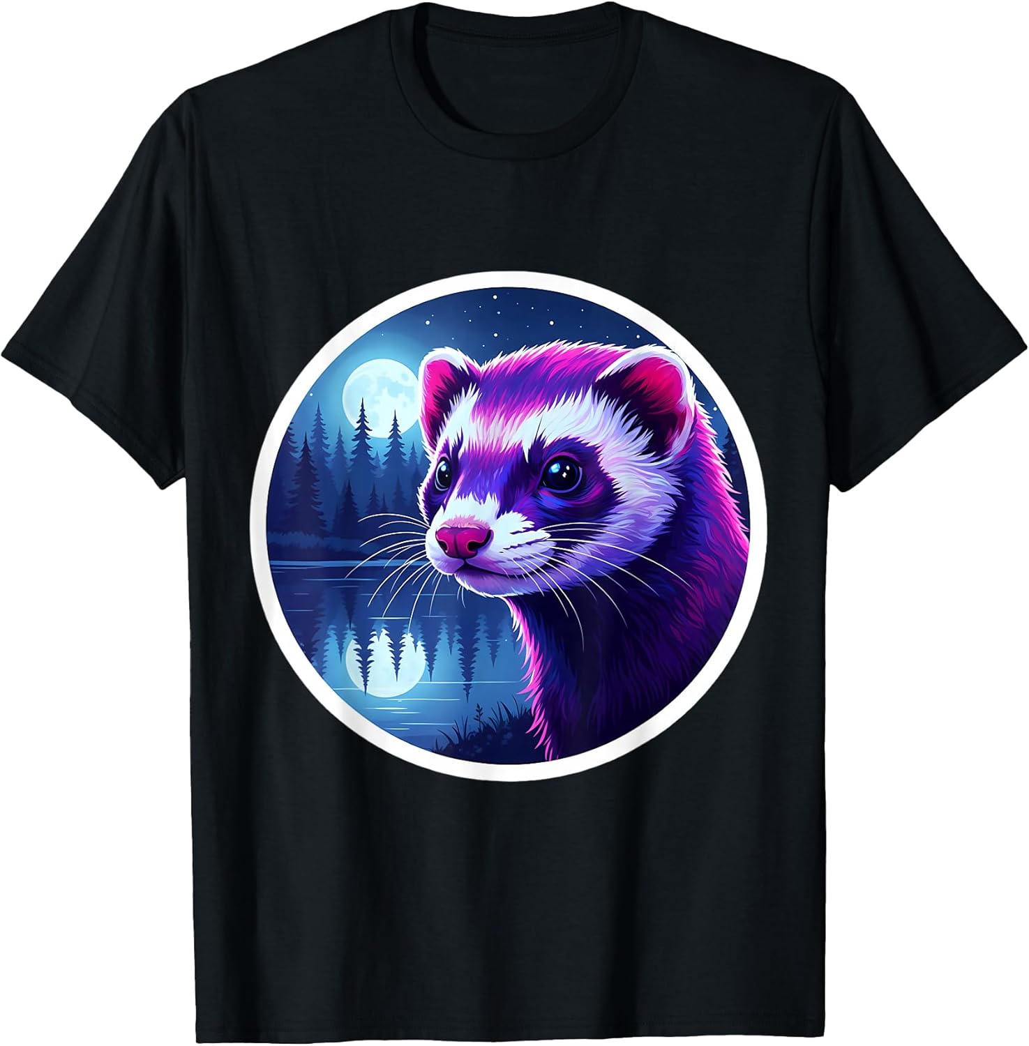 Ferret Moon Scene Owner Lover Nature Art Merch
