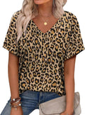 Womens Summer Tops 2026 V Neck Short Sleeve Shirts Trendy Dressy Casual Vacation Outfits Printed