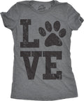 Womens Love Paw T Shirt for Dog Mom Pet Lover Cool Funny Graphic Tee