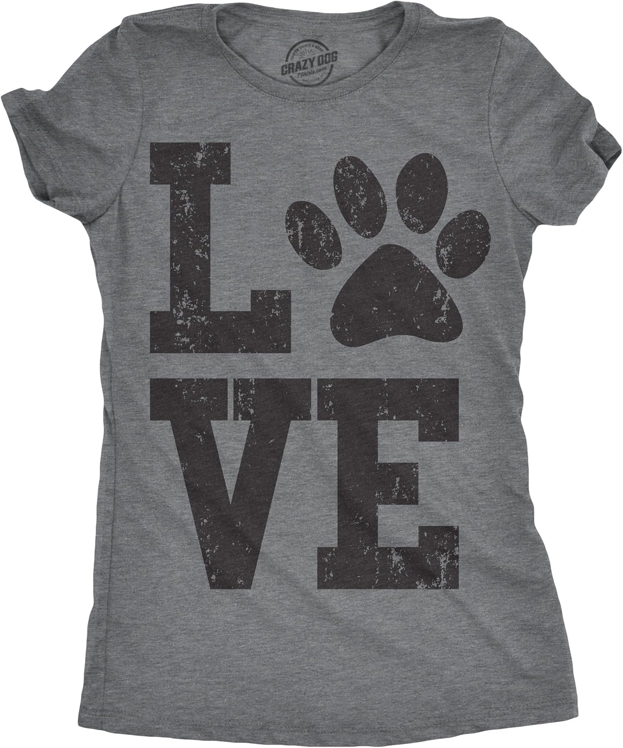Womens Love Paw T Shirt for Dog Mom Pet Lover Cool Funny Graphic Tee