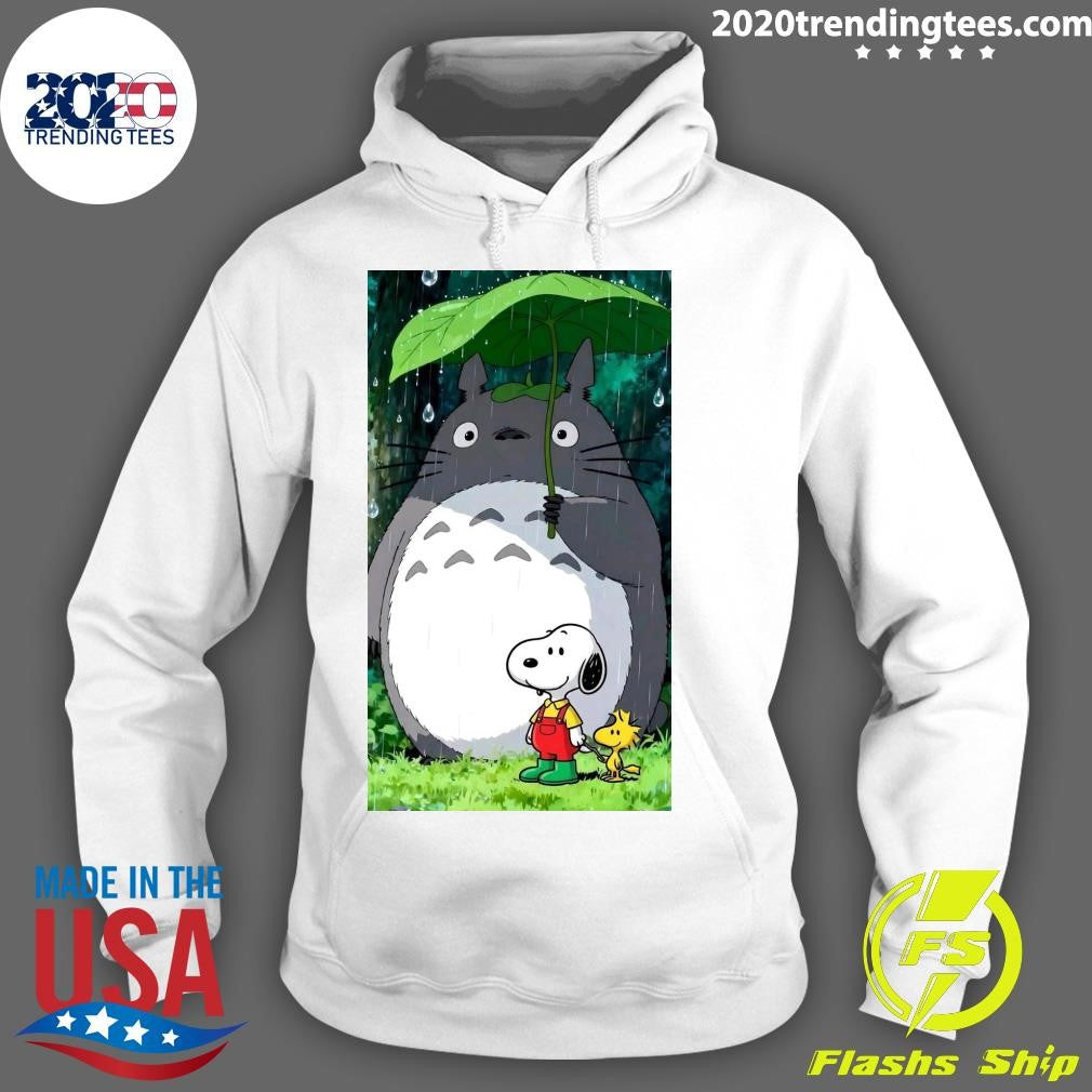 A Rainy Day with Friends Totoro, Snoopy and Woodstock Shirt