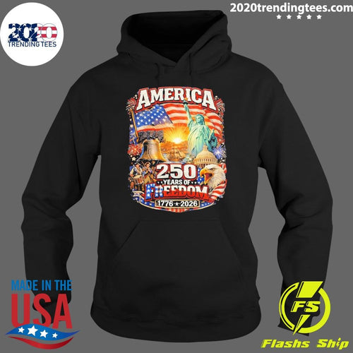 America 250 Years Freedom 1776-2026 Patriotic USA Flag July 4th Tee Shirt
