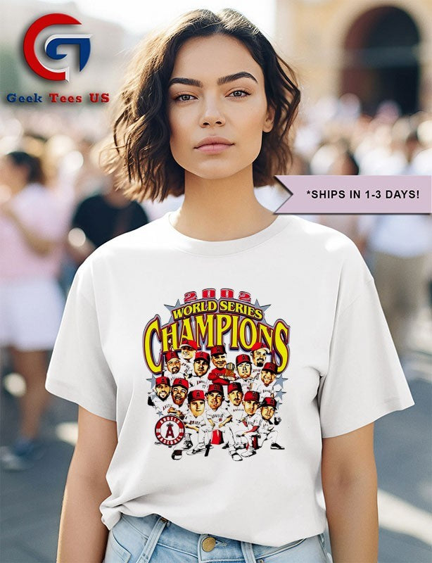 Anaheim Angels World Series Champions 2002 caricature shirt