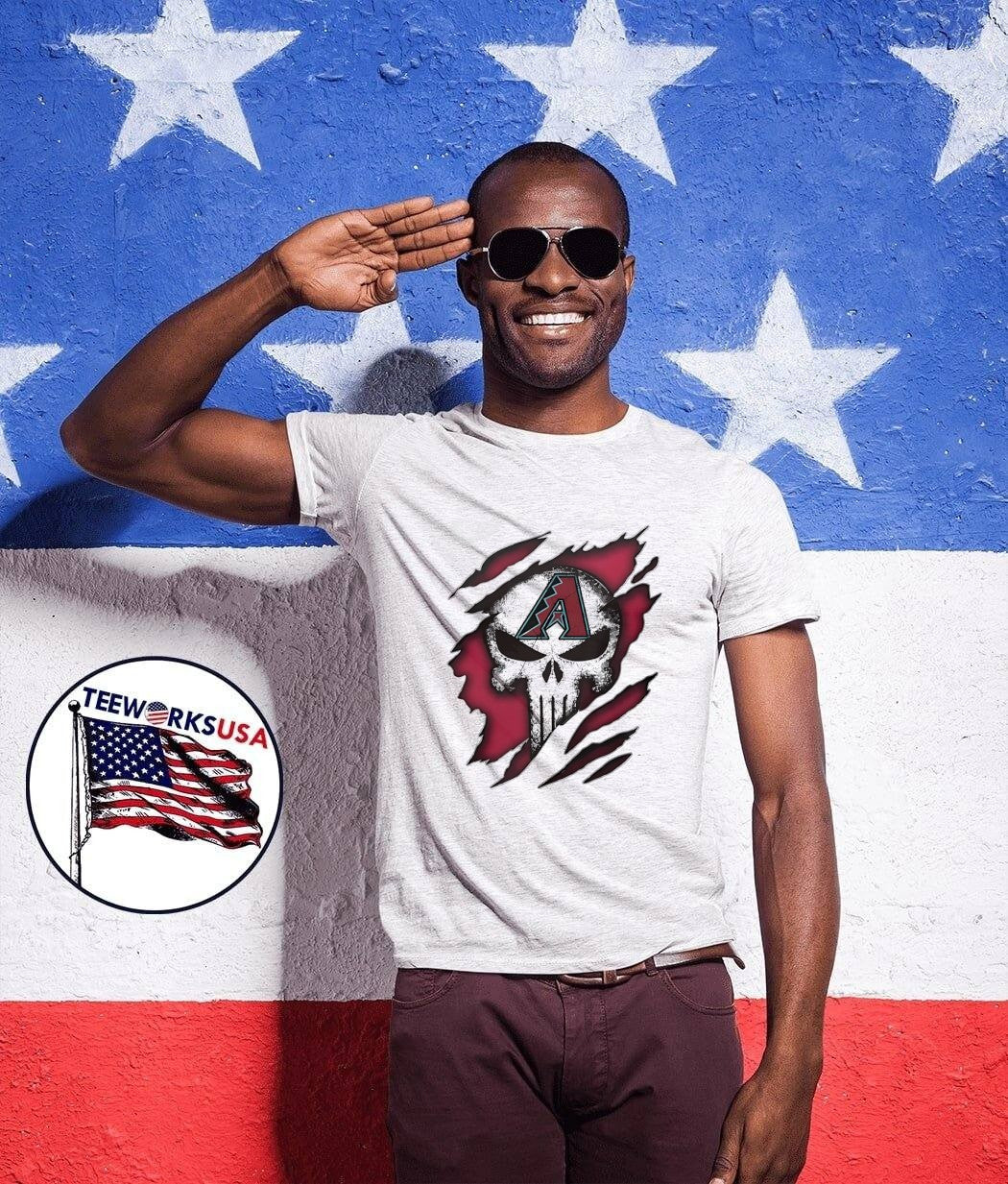 Arizona Diamondbacks Skull Ripped Through T-Shirt
