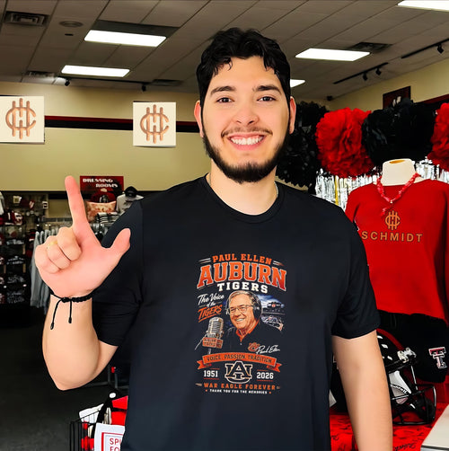 Auburn Tigers broadcaster Paul Ellen 1951-2026 voice of Auburn shirt