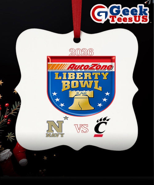 AutoZone Liberty Bowl 2026 Navy Midshipmen vs Cincinnati Bearcats logo Ornament