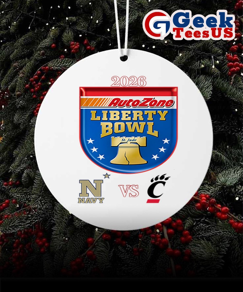 AutoZone Liberty Bowl 2026 Navy Midshipmen vs Cincinnati Bearcats logo Ornament