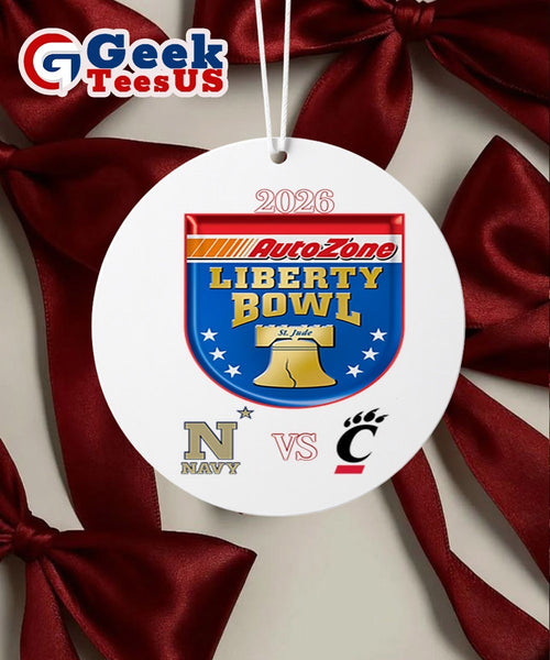 AutoZone Liberty Bowl 2026 Navy Midshipmen vs Cincinnati Bearcats logo Ornament