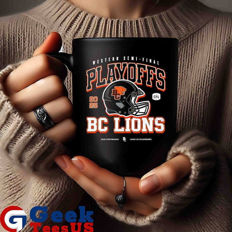 BC Lions Playoffs Western Semi Final 2025 Postseason helmet shirt