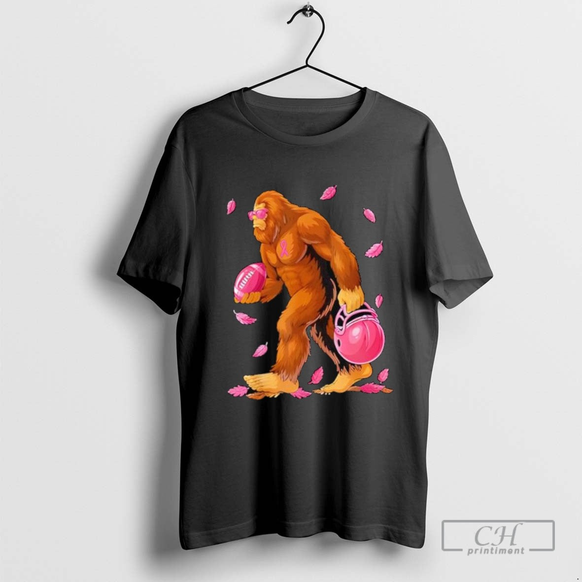 Bigfoot Football Pink Ribbon Breast Cancer Awareness