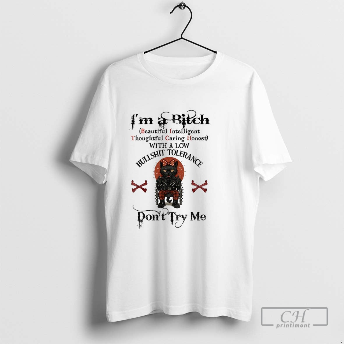 Black Cat Middle Finger Im A Bitch Beautiful Intelligent Thoughtful Caring Honest With A Low