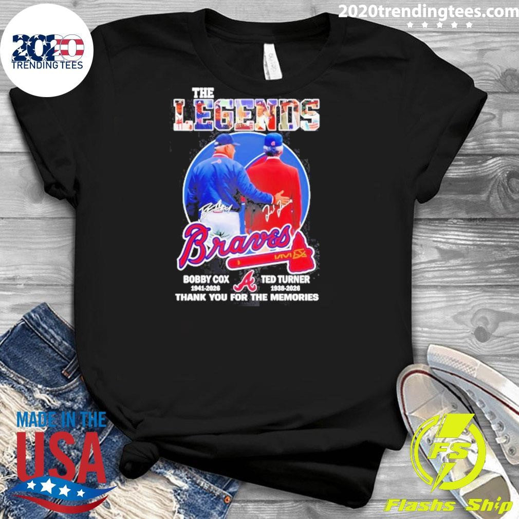 Bobby Cox And Ted Turner Atlanta Braves The Legends Thank You For The Memories Signatures Shirt