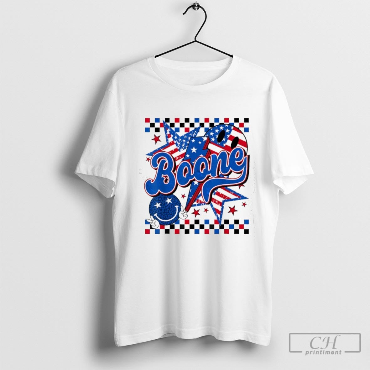Boone Checkered Stars Usa Flag Shirt Sweater