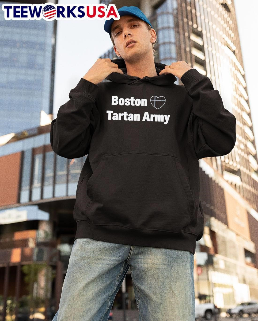 Boston Tartan Army Heart Scotland Soccer Fan Club Navy Blue shirt