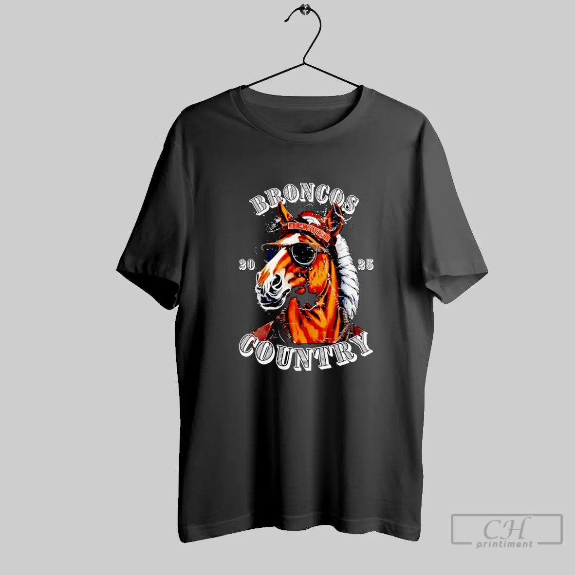 Broncos Country 2025 Denver Horse Wearing Hat Sunglasses T Shirt