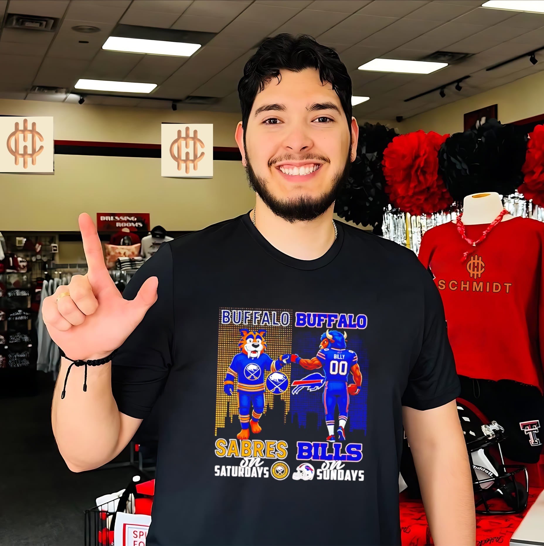 Buffalo Sabres Bills mascots fist bump on Saturdays on Sundays shirt