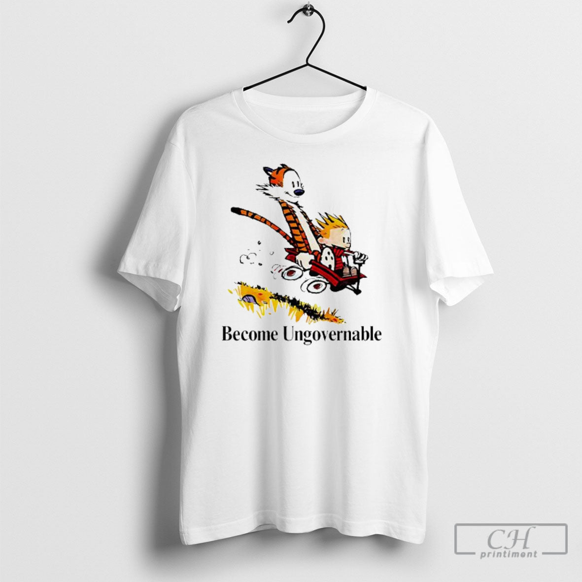 Calvin And Hobbes Become Ungovernable Caricature Shirt Tee