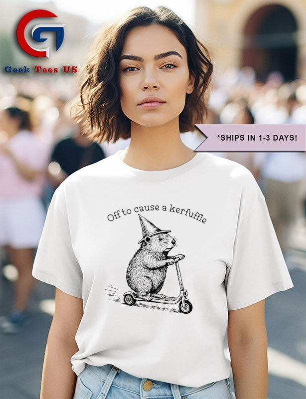 Capybara off to cause a kerfuffle with Groundhog Scooter T-shirt
