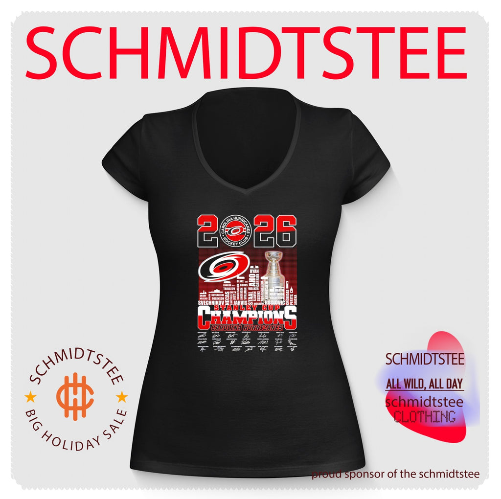 Carolina Hurricanes 2026 Stanley Cup Champions player name skyline signature shirt