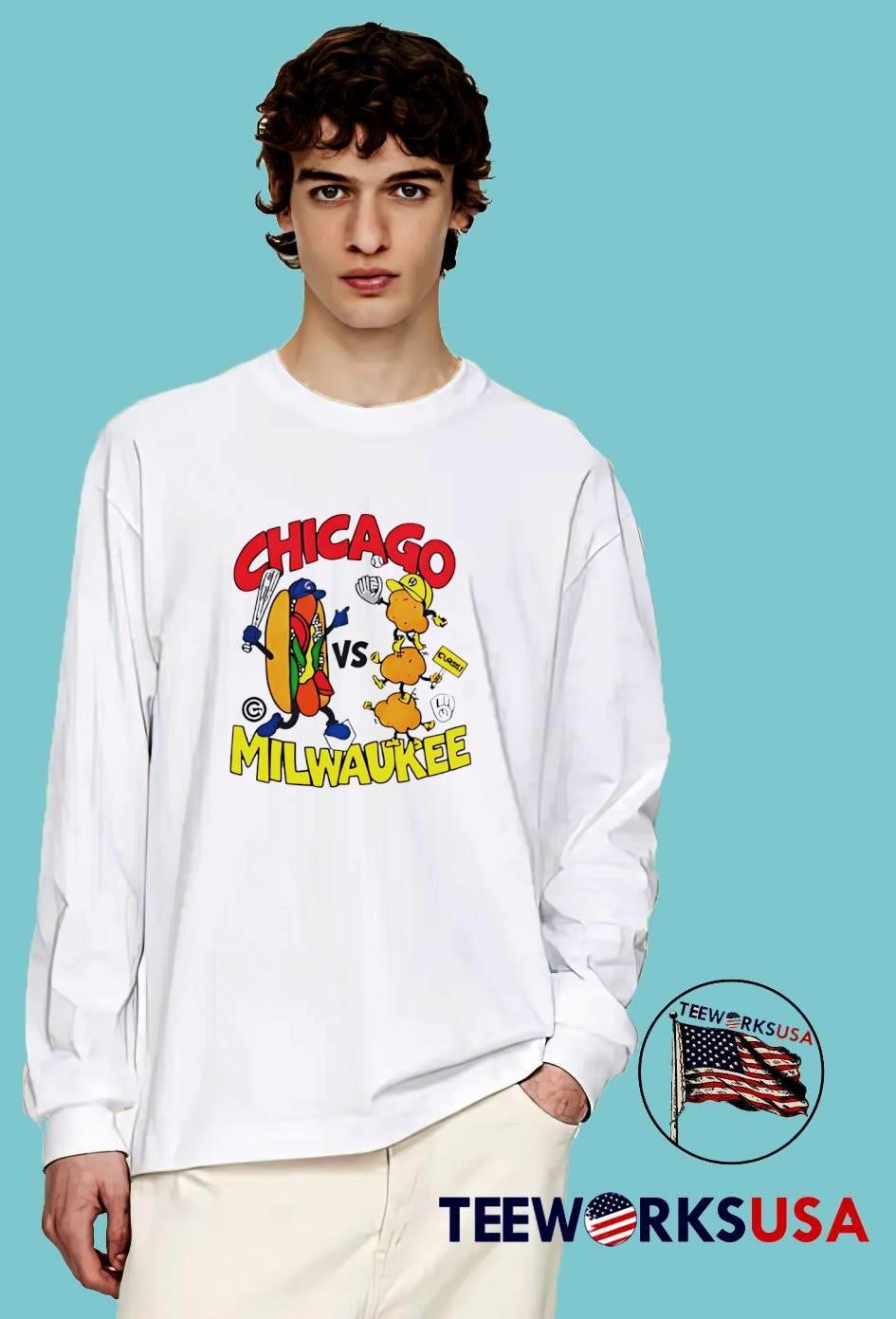 Chicago vs Milwaukee Baseball Rivalry Hot Dog and Cheese Curds shirt